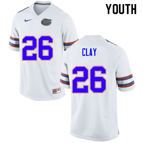 Youth #26 Robert Clay Florida Gators College Football Jerseys Sale-White - Click Image to Close
